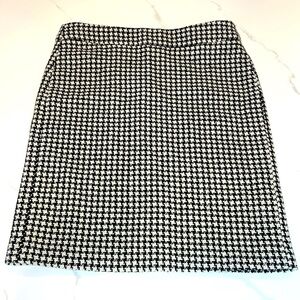 Vintage Houndstooth 100% Wool Skirt Large Black White